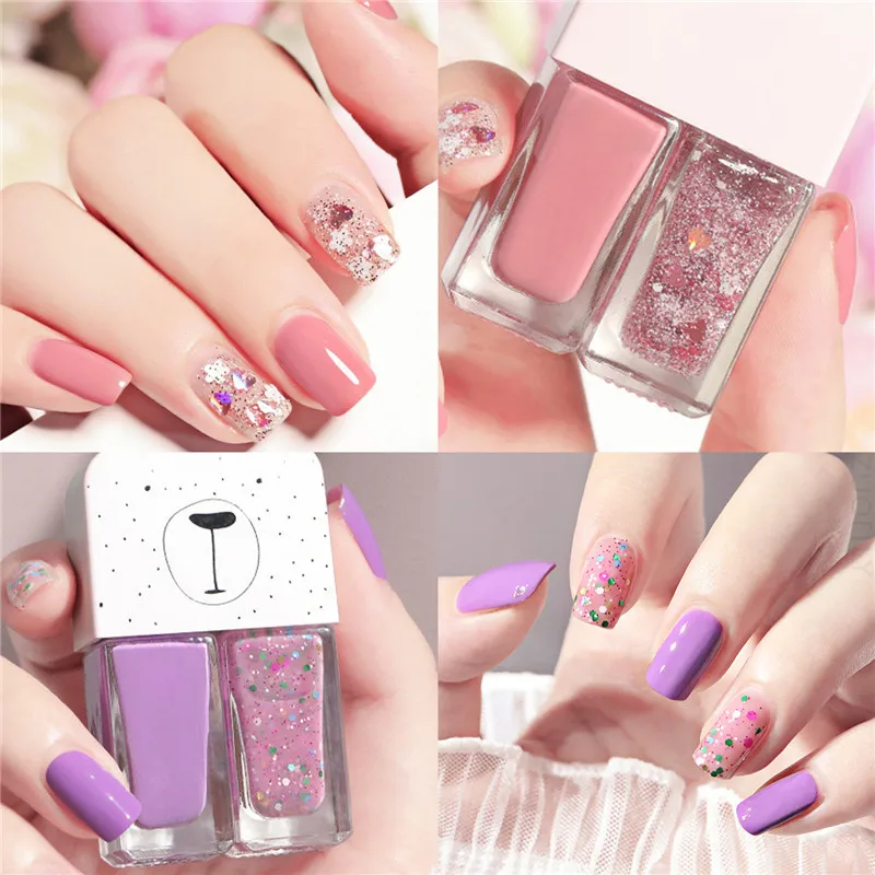 2 In 1 Candy Color Nail Polish Manicure Water-based Bright Scrub No Bake No Peeling Quick Dry Waterproof Lasting