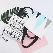 Микро для хипстера Кот плед полосы рука женская сумка тканевая через плечо Экологичная сумка простая