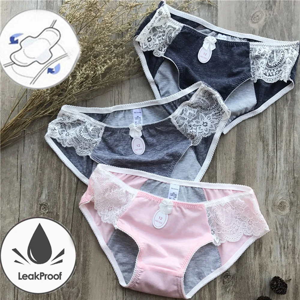 

1pc Women's Physiological Leakproof Pants Lace-edged Cotton Low Rise Menstruation Period Leakproof Physiological Pants Briefs
