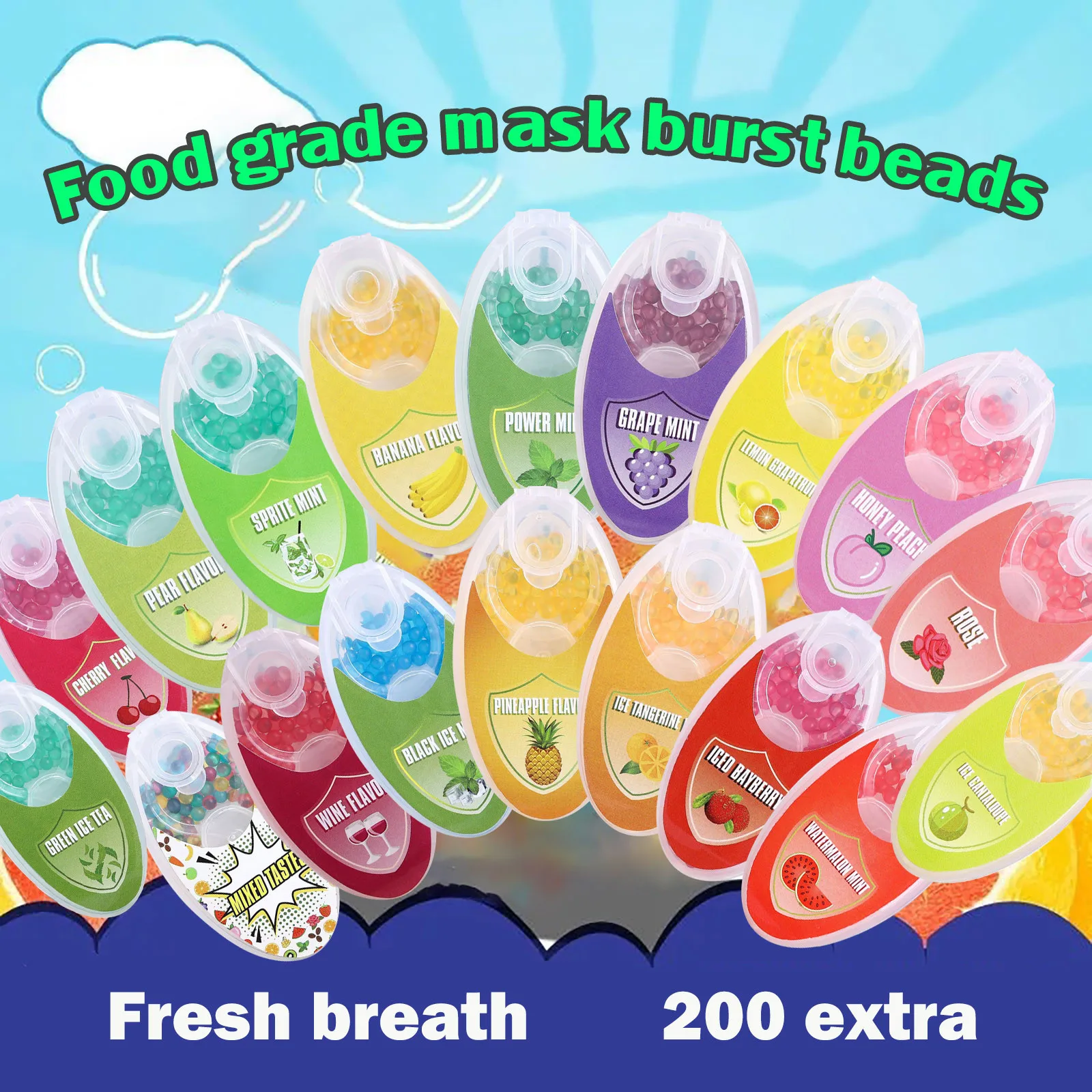200/pack Aromatic Capsules Diy Click Filter Balls 18 Fruit Flavours Beads Mask Burst Bead Ball Fresh Breath Capsule 6ml | Дом и сад