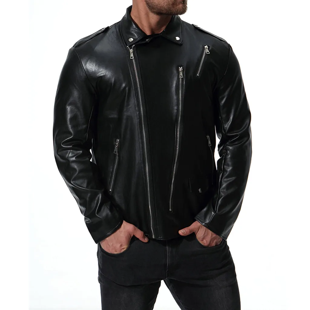 

Men's windbreakers Autumn And Winter Men's Outwear Casual Solid Color Long-sleeved Slim Leather Men's jackets casaco masculino