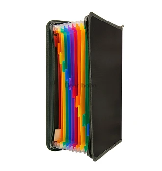 

Fireproof Expanding File Folder 13 Multicolored Pockets A4 Size Document Organizer Color Labels Zipper Closure Portable File Bag