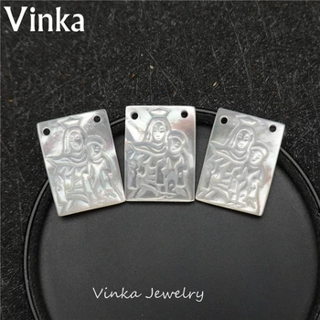 

50pcs Wholesale Genuine 12*16mm Lady Of Mount Carme Mother of Pearl Shell Madonna Pearl Shell MOP Pendant