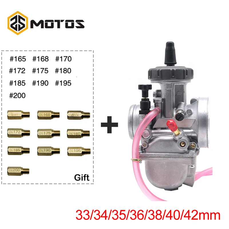 ZS MOTOS МОТОЦИКЛ КАРБЮРАТОР PWK 33 34 35 36 38 40 42 мм с основной струей Набор гоночный карбюратор Универсальный 2T 4T двигатель Байк