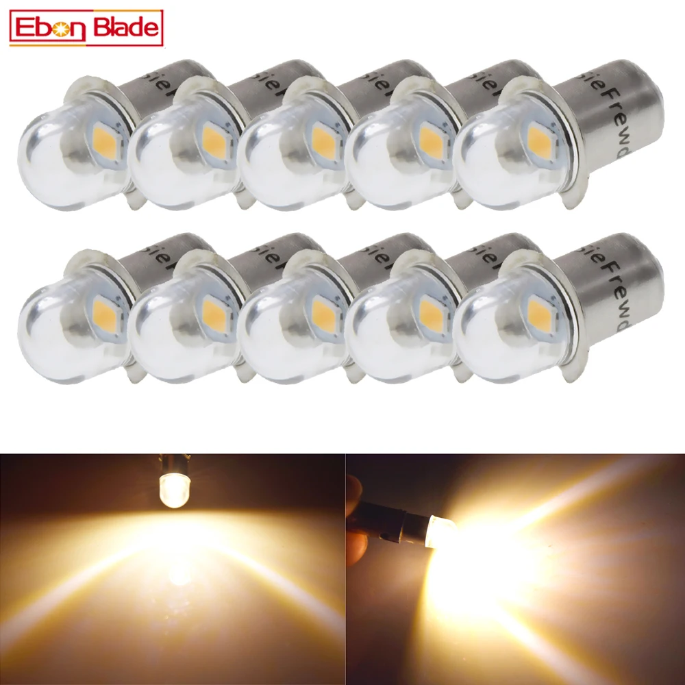 

10Pcs P13.5S PR2 2835 SMD 1 LED Light Flashlight For Interior Bike Torch Spot Lamp Bulb 3V 6V DC Warm White 4300K