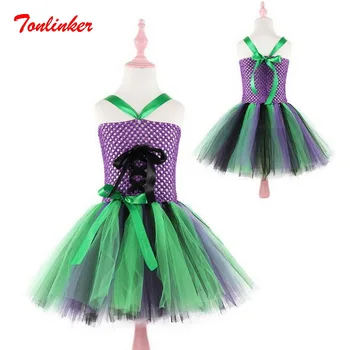 

Halloween Witch Magician Cospaly Tulle Tutu Skirt Kids Clothing Halloween Christmas Performance Dress Ball Gown