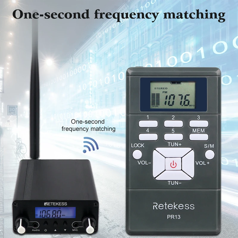 Retekess TR508 무선 FM 방송 송신기 라디오 방송국 + 드라이브 인 교회 회의 번역을위한 10pcs PR13 라디오