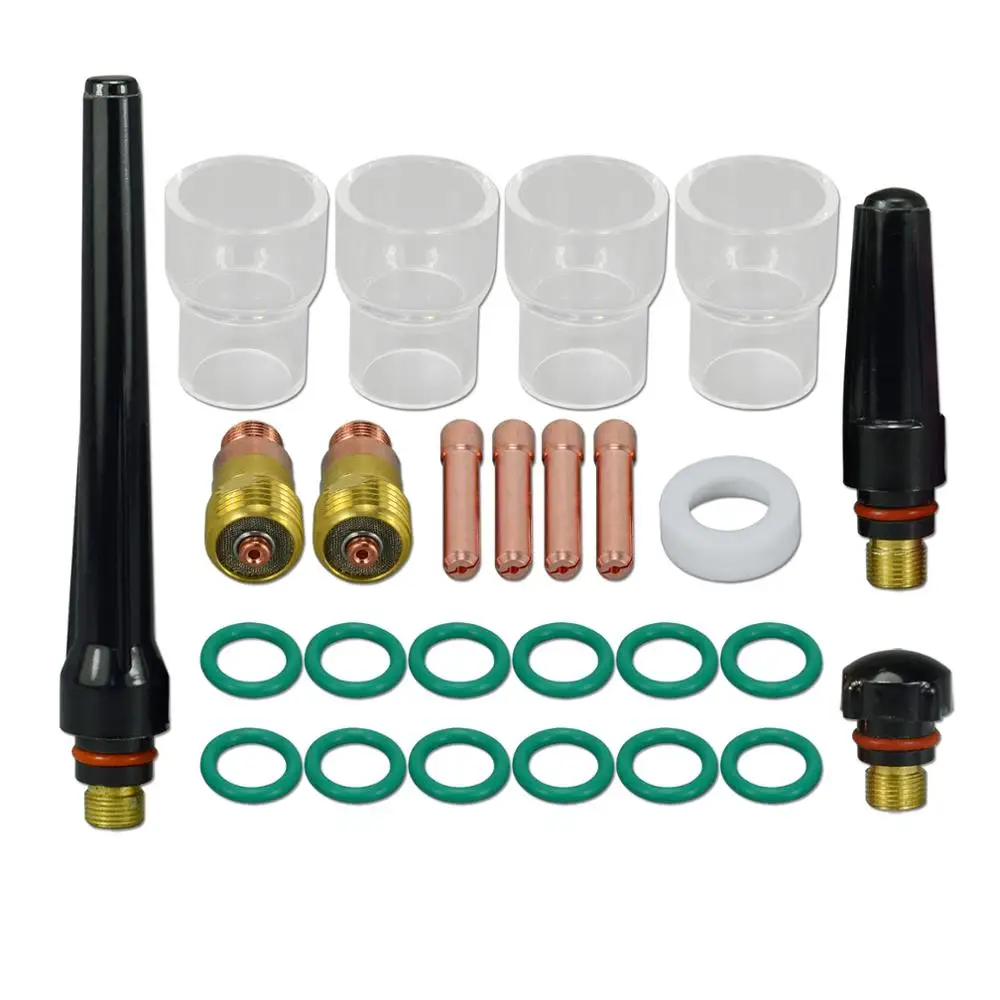 

TIG Stubby Gas Lens Collet Body 1/16 1.6mm 17GL116 Collet 10N23S Pyrex Cup #12 Kit For DB SR WP 17 18 26 TIG Torch 26pcs