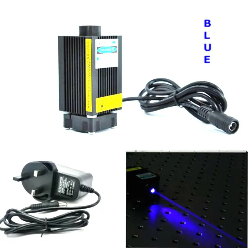 12V 450nm 1000/1600//2500/4000mw Powerful Pure Blue Laser Engraving Module With Adapter & Fan Colling 1W/1.6W/2.5W/4W