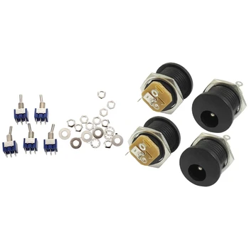 

5Pcs 3 Position 2P2T DPDT ON-OFF-ON Miniature Mini Toggle Switch & 4 Pcs Headphones DC Power Jack PCB Mount Connector