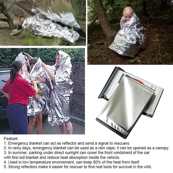 

Outdoor Waterproof Emergency Survival Rescue Blanket Foil Thermal Space First Aid Sliver Rescue Curtain Blanket