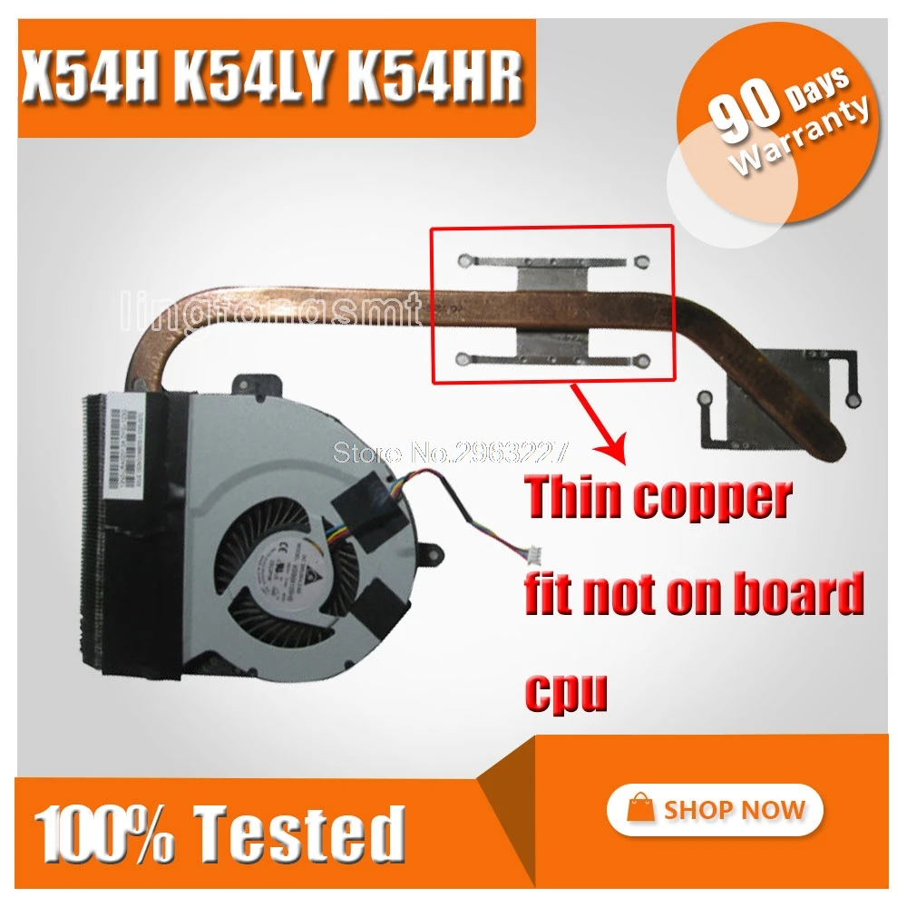 Оригинальный охлаждающий вентилятор для ноутбука For Asus K54LY X54HR X54H K54HR cpu + латунный