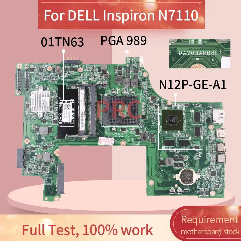 CN 01TN63 для DELL Vostro 3750 V3750 GT525M 1 ГБ PGA989 HM67 материнская плата ноутбука DAV03AMB8E0 DAV03AMB8E1