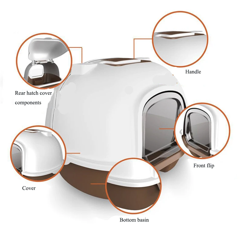 Portable cat litter box fully enclosed back flip Cat Toilet environmental protection splash proof and deodorizing pet sand basin Portable cat litter box fully enclosed back flip Cat Toilet environmental protection splash proof and deodorizing pet sand basin