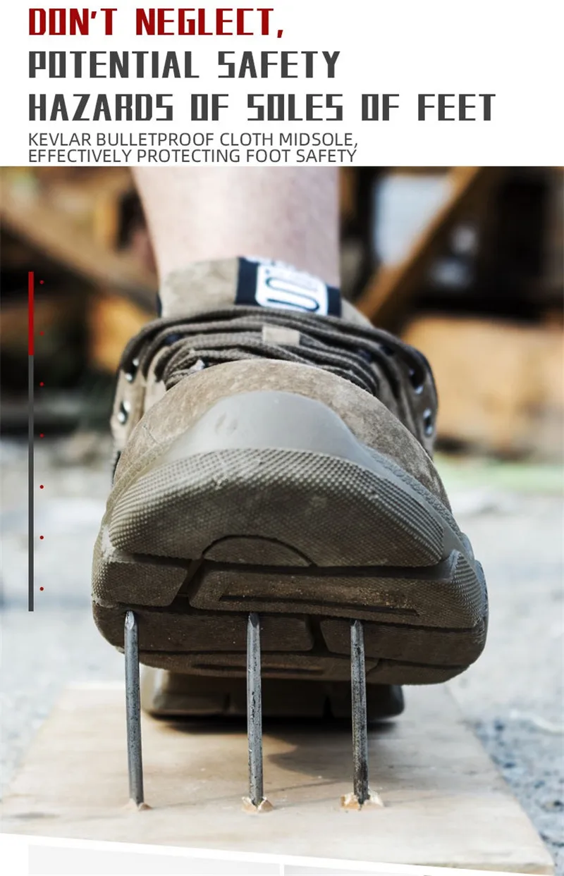 DEWBEST Для Мужчин's Сталь носком Рабочая безопасная обувь Легкий дышащий материал; Рабочая обувь анти-прокол Non-slip Светоотражающие Повседневное тапки