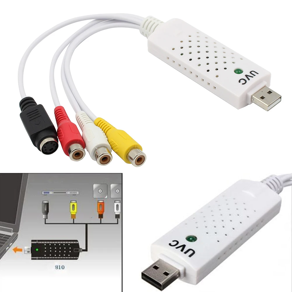 Адаптер для видеозахвата USB 2 0 ТВ DVD VHS DVR с поддержкой аудио Win7/8/Vista компьютера/CC