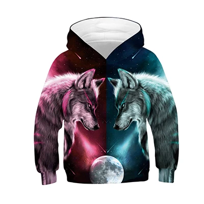 3D WOLF Boys Sweatshirt Hoodies Teens Spring Autumn Hooded Coat For Boys Kids Clothes Children Long Sleeve Pullover Tops - Цвет: TZ101-Blue