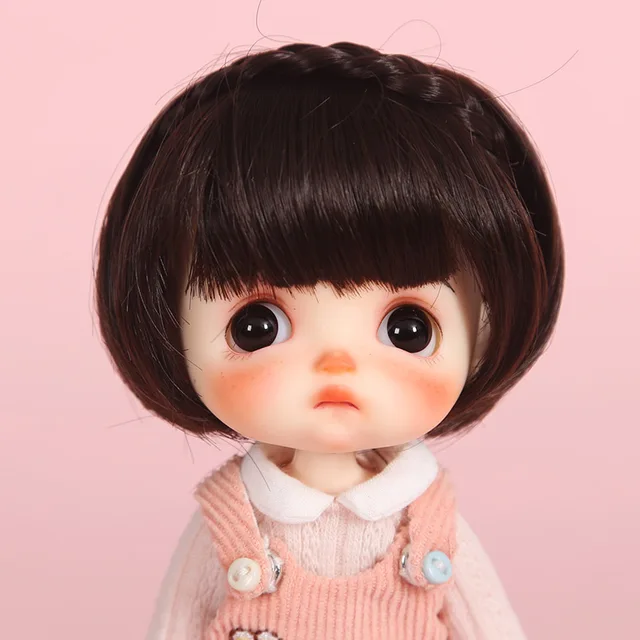 BJD doll wig 1/8 MSD YOSD DD  wig pink Golden white  Bangs Ponytail Long Curly Hair BOBO Short Hair  Straight hair Wigs for doll 6