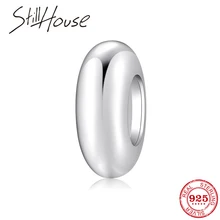 Аутентичные 925 пробы серебряные гладкие круглые пробки Бусины для изготовления ювелирных изделий подходят к оригинальным браслетам Pandora
