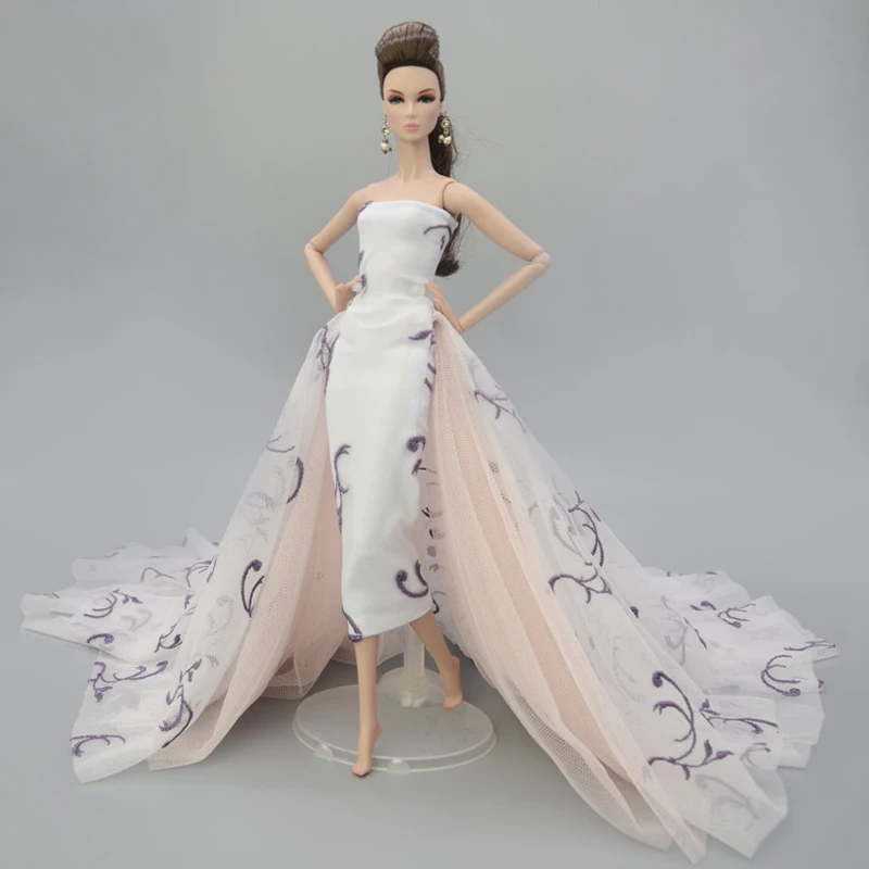 Ropa de muñeca de moda blanca para Barbie, trajes de muñeca