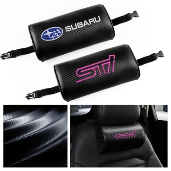 

2pc Car Pillow STI Emblem Carbon fiber Memory Cotton Auto Headrest Neck Rest Support for STI Subaru Impreza WRX auto Accessories