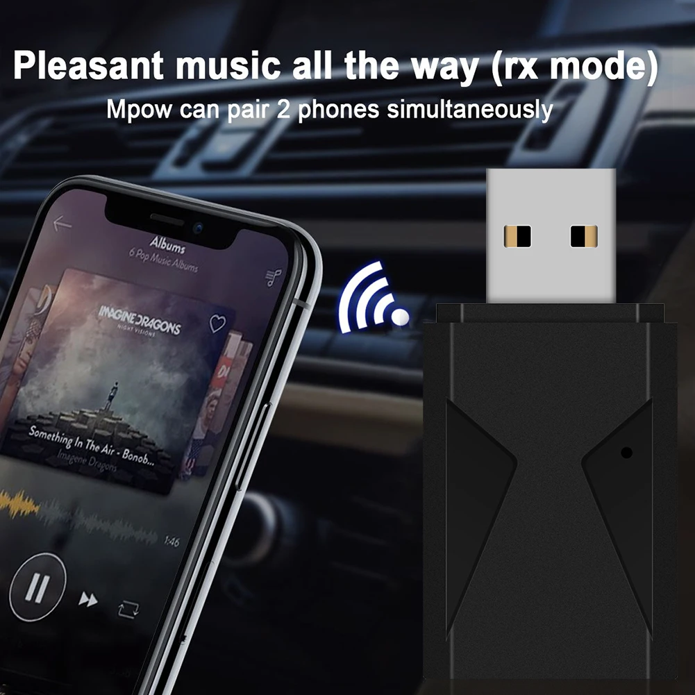 2 в 1 с микрофоном Aux USB вызов стерео беспроводной адаптер прочный аудио передатчик приемник быстрая скорость Bluetooth 5,0