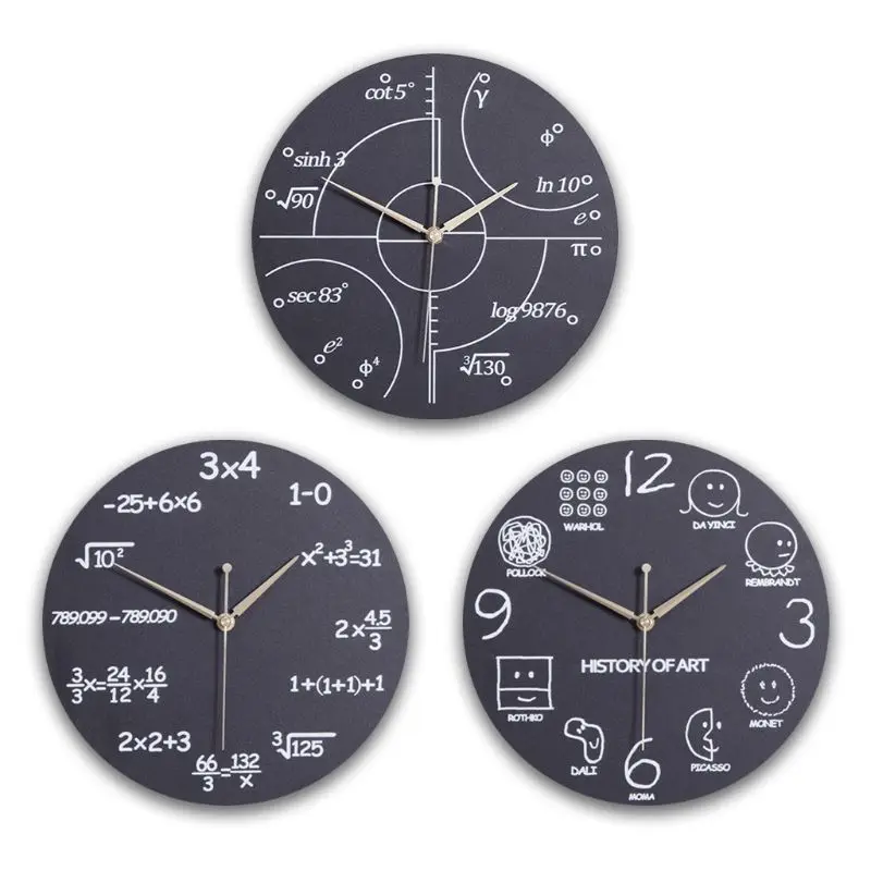 

Math Equations and Notations Mathematics Chalkboard Geek Wall Educational Clock for Home decoration