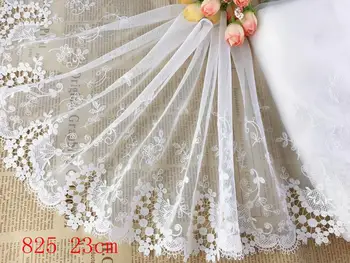 

Wholesale lot 9"*1yard Delicate Ivory white Embroidered flower tulle Lace Trim sewing 825