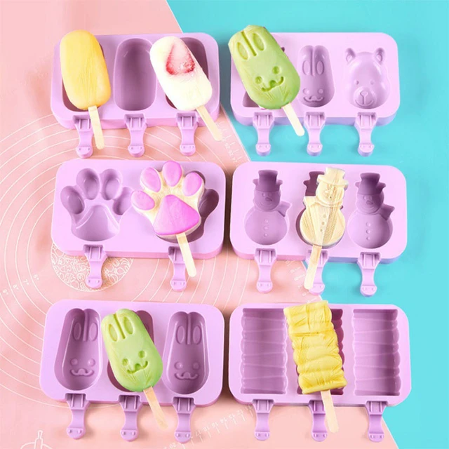Cute Cartoon Ice Cream Mold Silicone Popsicle Mold Reusable BPA-Free Ice  Pop Mold With Lids and Sticks - AliExpress