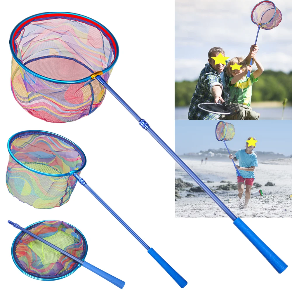 Portable Fish Nets Lightweight Aluminum Fishing Landing Net with Telescoping Pole Handle Extendable 61-180cm Safe for Catching or Releasing Triangular Dip Nylon Mesh with Foldable Net Head
