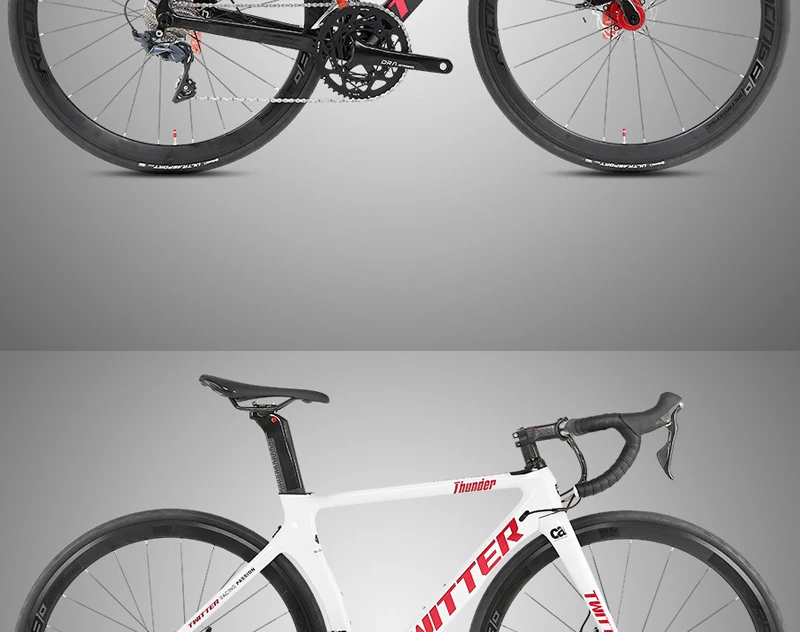 TWITTER Carbon Road bike 22 speed Disc brake road bike Carbon wheel For 105/R7000 UT/R8000 Components