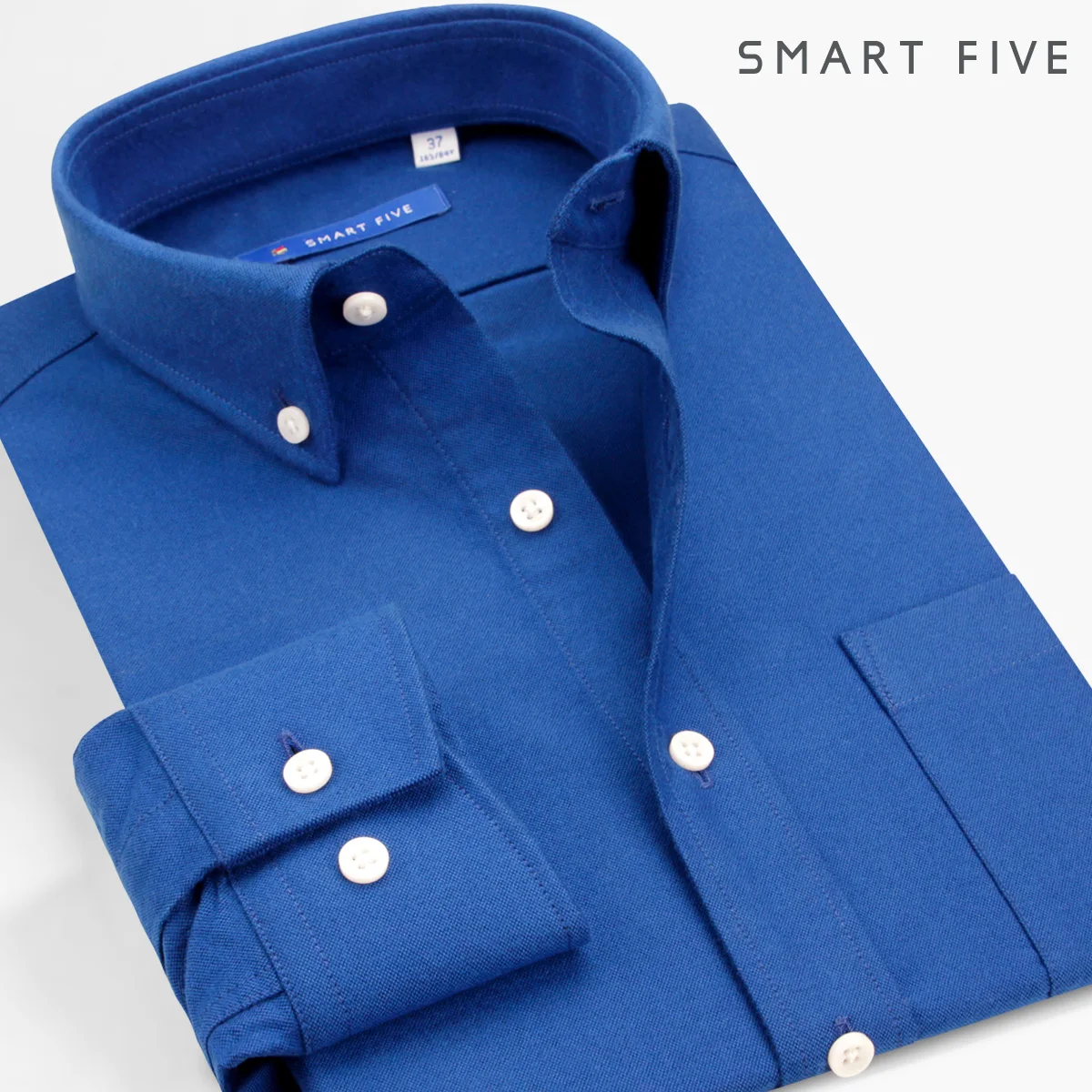 SFL5B408 blue Smart Five, повседневные мужские рубашки с длинным рукавом, хлопок, мужская рубашка, весна-лето, camisa masculina camiseta hombre размера плюс 45 46 - Цвет: SFL5B408 blue