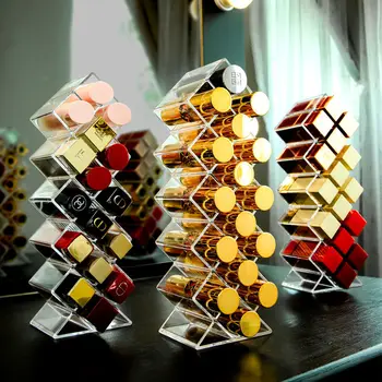 

26 Grids Transparent Lipstick Storage Box Acrylic Makeup Organizer Cosmetic Shelf Desktop Dressing Table Bathroom Use
