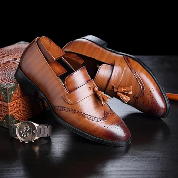 

Big Size Newest Tassel Design Leather Loafers Brand Men Shoes Classic Brogue Formal Comfortable Man's Footwear