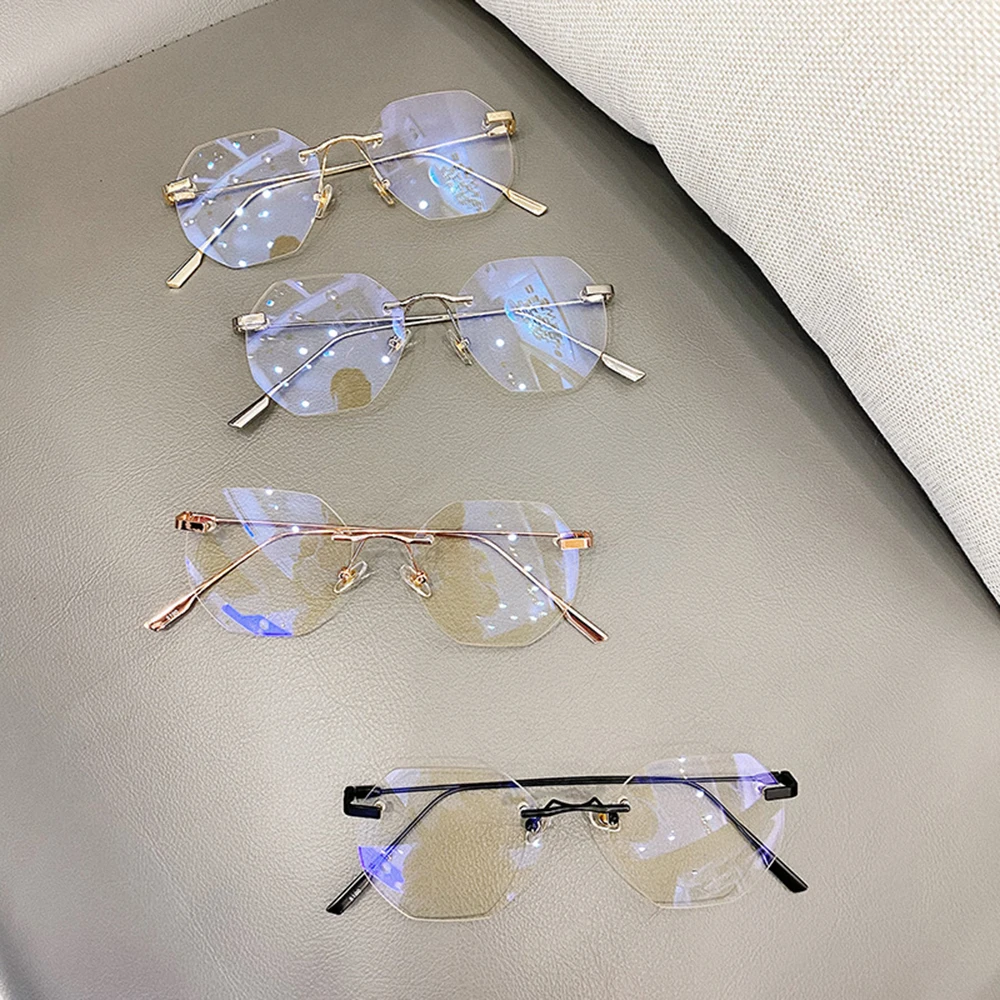 best blue light blocking glasses Clear Blue Light Blocking Rimless Glasses Clear Myopia Frameless Eyeglasses For Men Women Optical Spectacle Frames blue blocker glasses