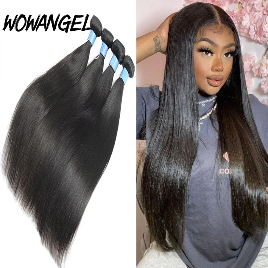 Straight 28 30 Inch Remy Brazilian Human Hair Bundles 100% Silky Hair 3/4 pieces Human Hair Extensions Virgin