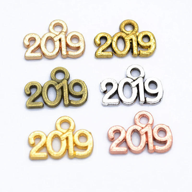 

100 Pcs 14x9mm Number 2019 2020 Year Charms Pendants For Charm DIY Jewelry Accessories Findings Supplies For Jewelry