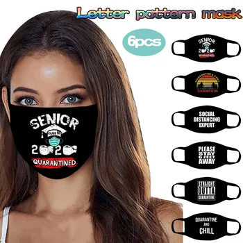 

6pcs Breathable Face Mask Mascarilla Mascarar Adult Letter Adjustable Washable Safet Washable Masque Mondkapjes