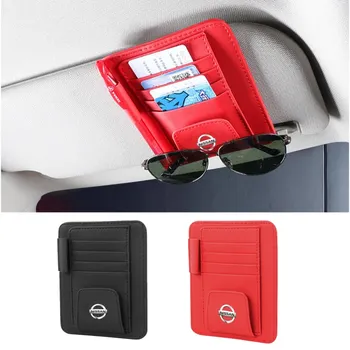 

Car Sun Visor Organizer Holder Leather Card Case for Nissan Sylphy Leaf Murano Tiida X-Trail Xterra Qashqai Almera Altima Teana