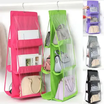 

Two Sides Hanging Storage Bag Shoes Handbag Organizer Storage Bag Closet Hanger Handbag Holder Organiser