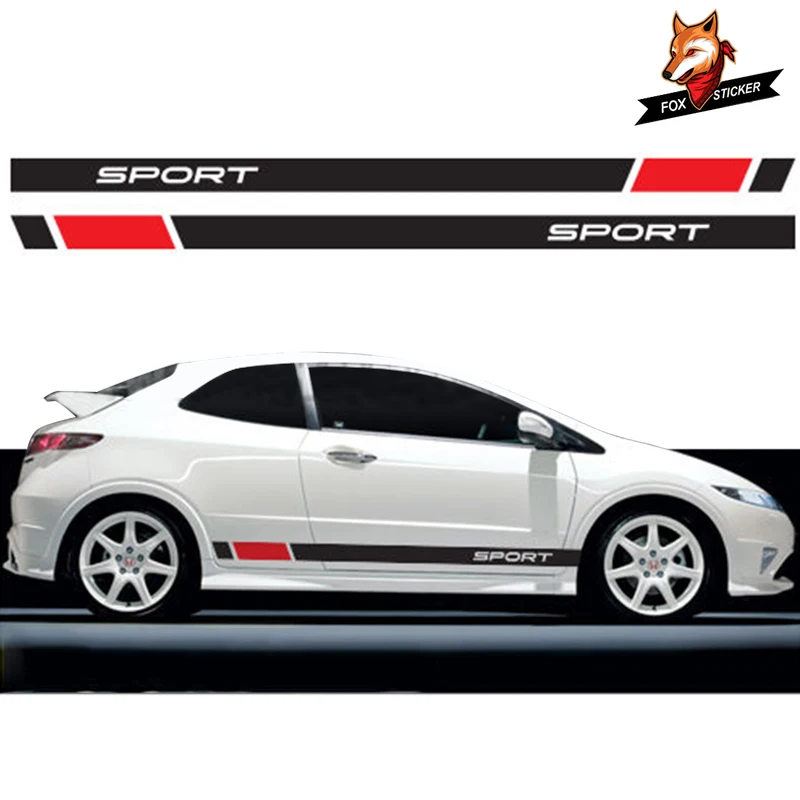 

Side Stripe Skirt Roof&Hood Decal Graphics Sticker Racing Stripes Graphics Stickers Decals Car Styling FOR Honda