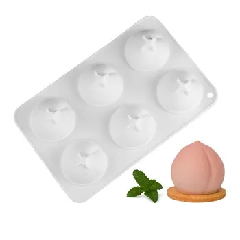 

6 Cavity Silicone Peach Shape Cake Mold Tool For Baking Fruit Dessert Mousse Pudding Decorating Cake Mould