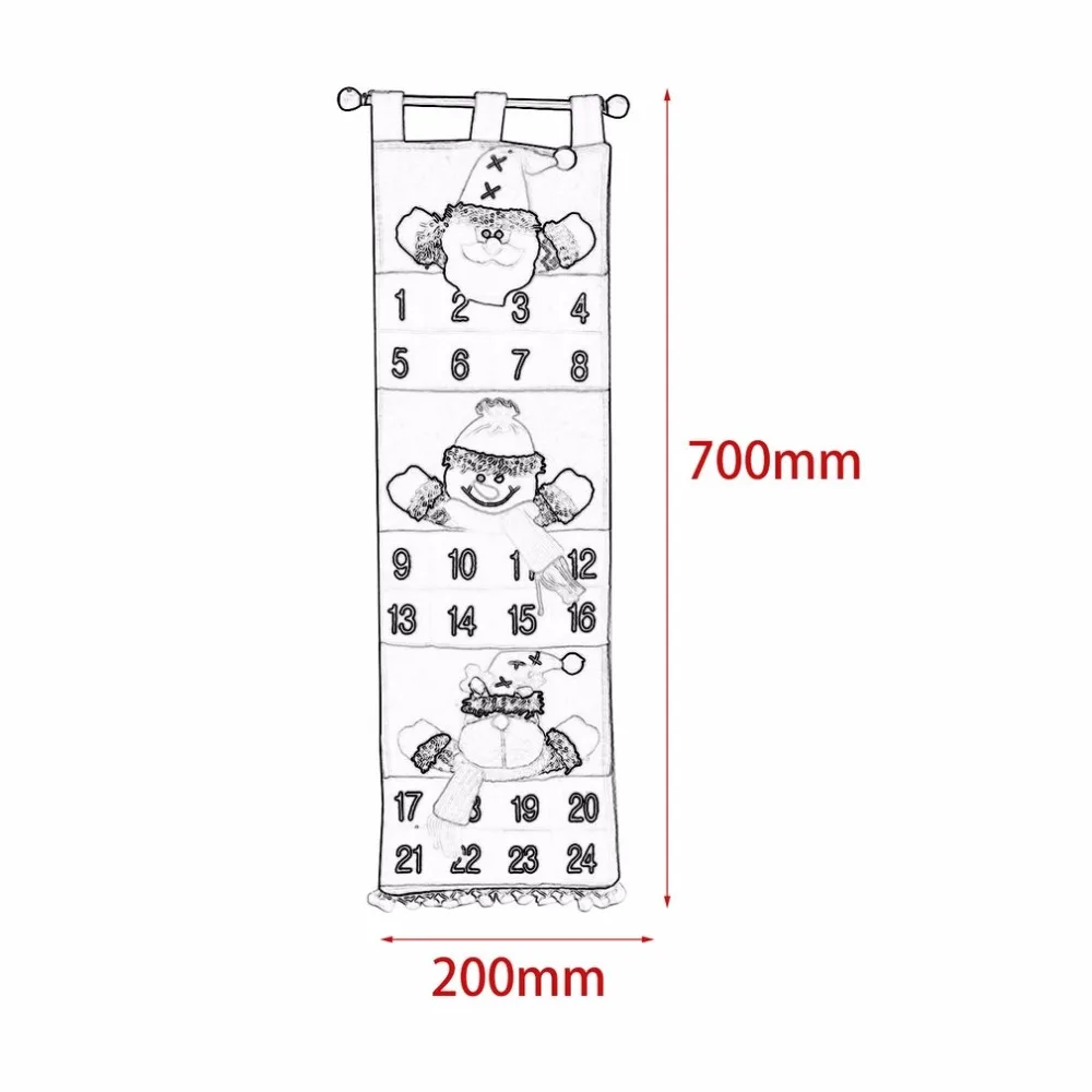 Уникальный рождественский календарь обратного отсчета украшения для дома, вечеринки и магазина настенный бархатный календарь Санта Клауса лучший подарок
