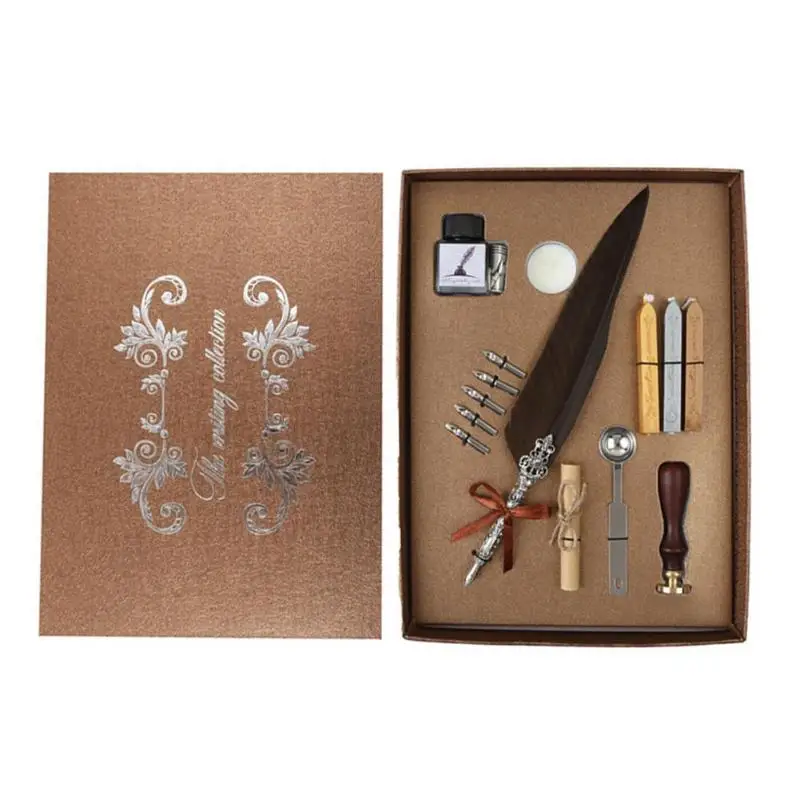 

Retro Calligraphy Fountain Pens Set Feather Dip Writing Ink Pen Stationery