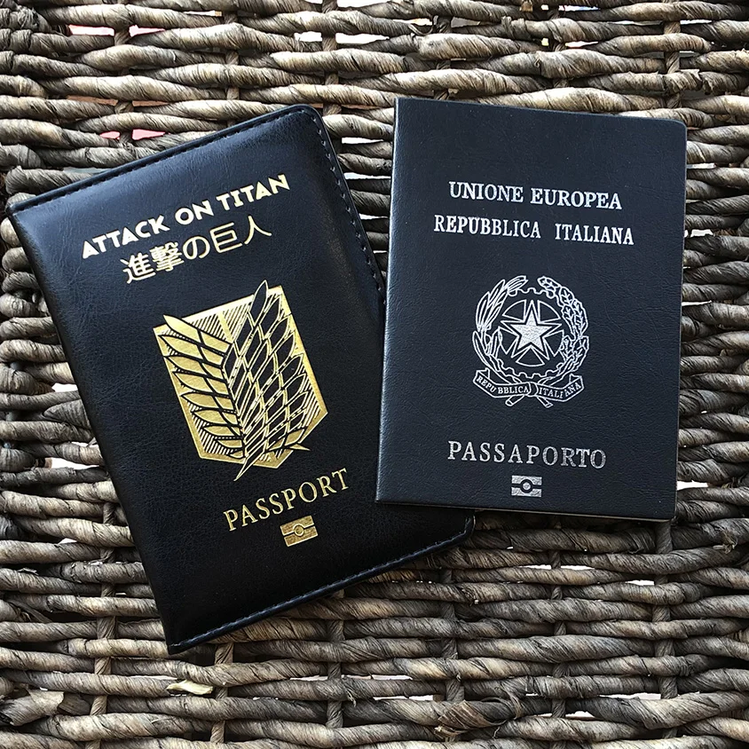 Attack on Titan Passport Cover Anime Shingeki no Kyojin Travel Case for Passports Wings of Freedom