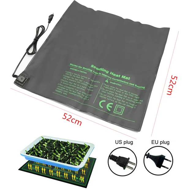 52X52Cm Palánták Hőszőnyeg Vízálló Vetőmag Fűtőpárnák Csírázása Hidroponikus Fűtő Szőnyeg 110V/220V