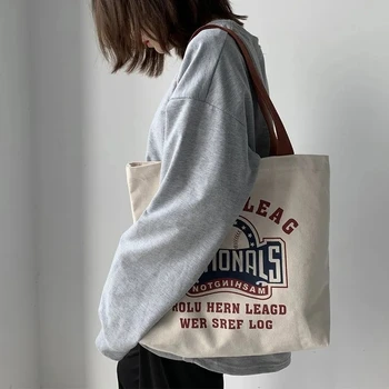 

Women Canvas Bag Letters Printing Female Pure Cotton Cloth Handbag Tote Customzied Logo Individual Character Print Shoulder Bags