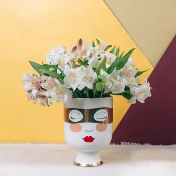 

Creative Double-Sided Face Vase Nordic Ceramics Vase Home Decoration Tabletop Plants For The Interior Modern Home Decor Vases