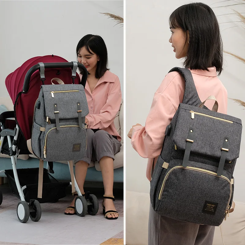 Diaper Bag USB Baby Nappy Bag Mummy Daddy Backpack Large Capacity Waterproof Casual Laptop Bag Rechargeable Holder for Bottle Diaper Bag USB Baby Nappy Bag Mummy Daddy Backpack Large Capacity Waterproof Casual Laptop Bag Rechargeable Holder for Bottle