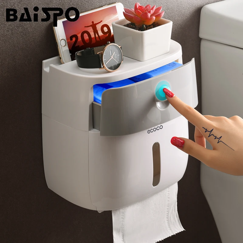 double layer toilet paper holder waterproof storage box